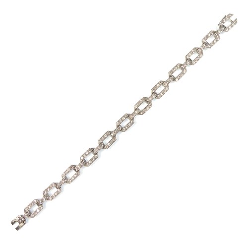 Art Deco diamond cut-corner rectangular link bracelet